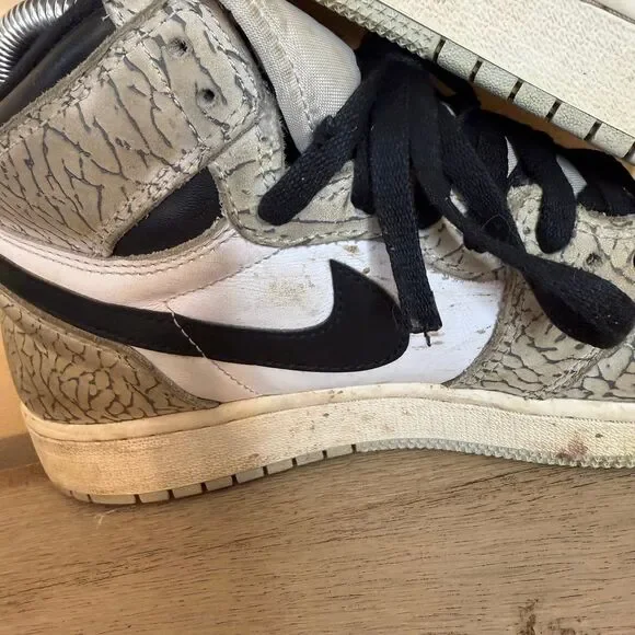 Nike Air Jordan 1 Retro OG High White Cement Elephant Print boys Shoes Sz 7Y - Picture 8 of 9